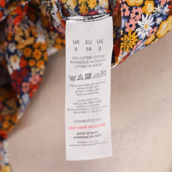 VIOLET ROMANCE Poplin Smocked Ruffle Mini Dress Multicolor Ditsy Floral Size 2 - Picture 8 of 10